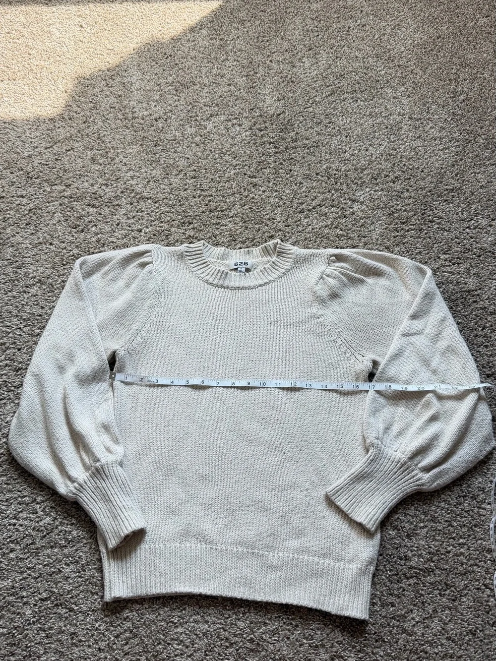Cream Puff-Sleeve Knit Sweater